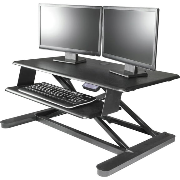 Kantek Tabletop, Electronic Adjustable Workstation Desk with Securing Clamp, Black