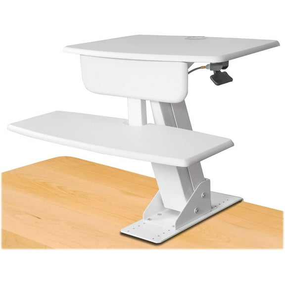 Kantek Tabletop Standing Workstation Desk with Securing Clamp, White