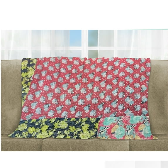 Kantha Originals Hand Crafted Kantha Throw Blanket