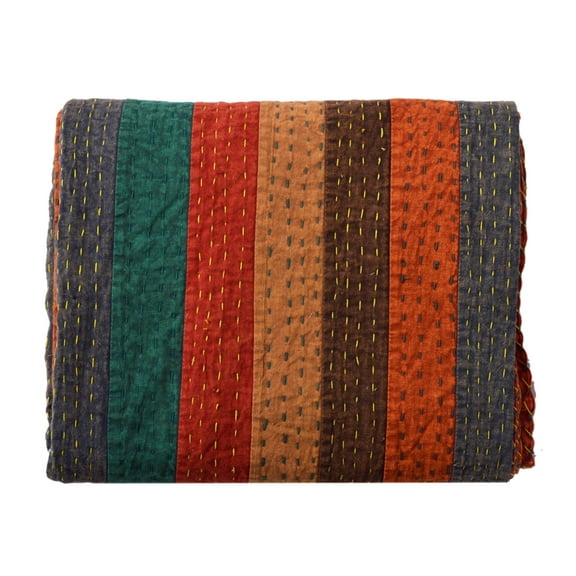 Kantha Quilt 100%Cotton Single Size Indian Quilt Hand Stitched Bohemian Quilt Bedding Throw Quilt Bedspread Kantha Handmade Patchwork Quilts