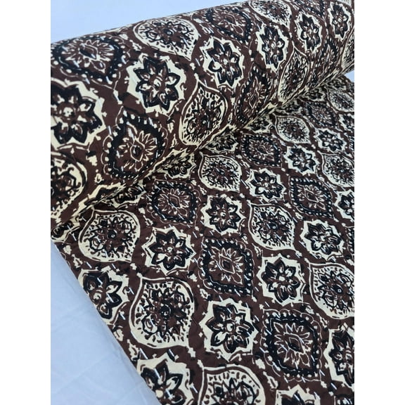 Kantha Quilt Handblock Print Indian Netural Colour floral print Quilt Hand Stitched Natural vegetable dye cotton
