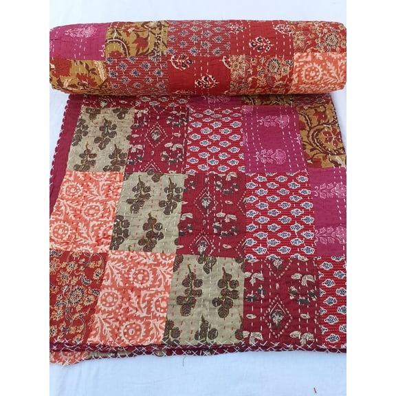 Kantha Quilt Handmade Kantha Quilt Unique Design Handmade Kantha Quilted Bedding Bedspread Print Throw Blanket Quilt