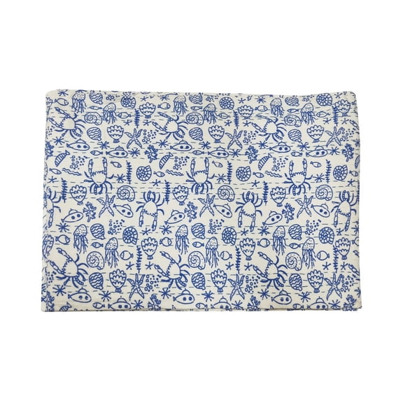 Kantha Quilt Throw Hand Block Print bedspread Indian Dcor Vintage Bohemian Coverlet Blanket Floral Print Gudri Single Size White