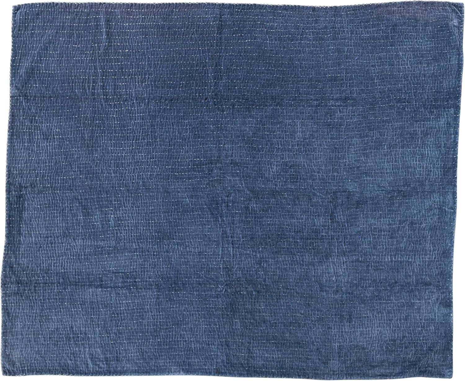 Navy Blue Cotton Velvet Throw Blanket with Kantha Stitch