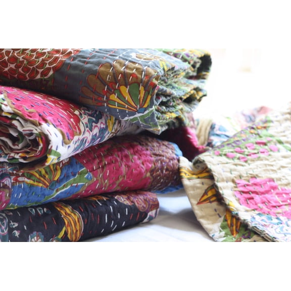 Kantha Throw - White