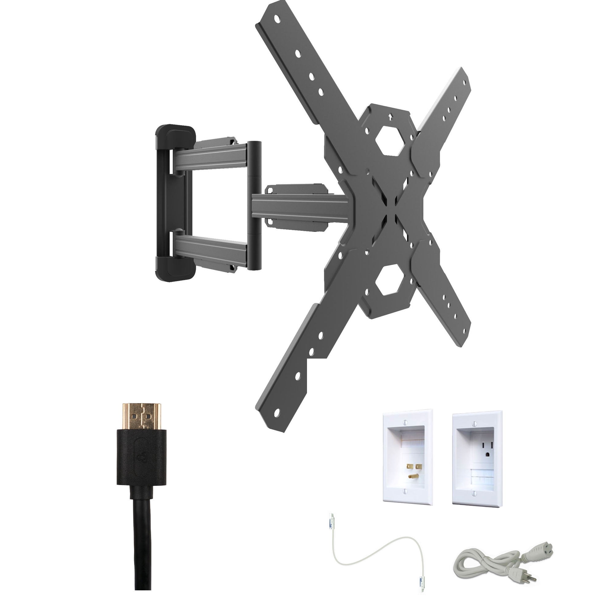 Kanto PDX650W Tv Mounting package W/ Single outlet thru wall power kit - Walmart.com