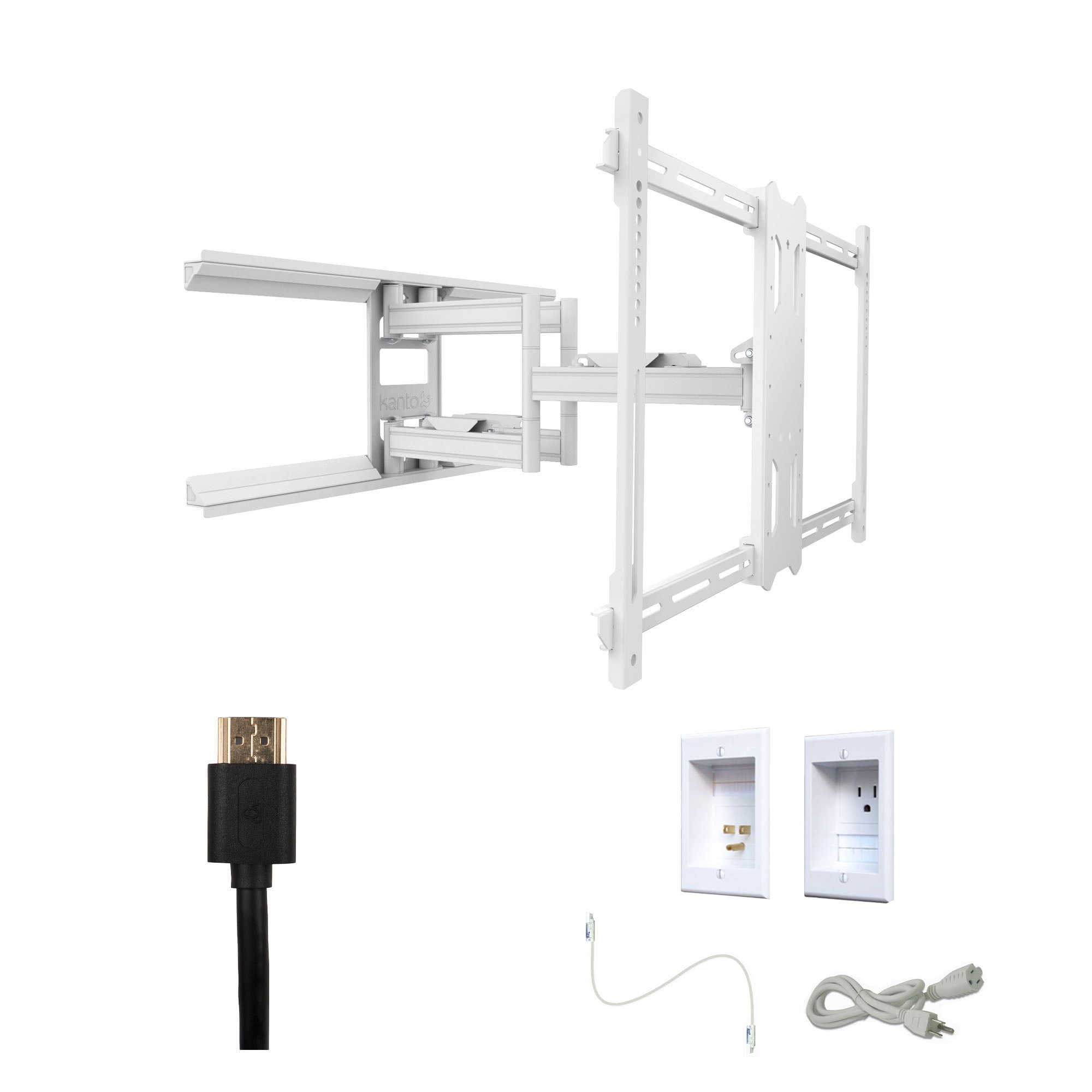 Kanto PDX680W Tv Mounting package W/ Single outlet thru wall power kit ...