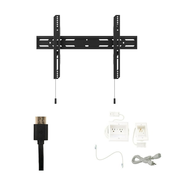 Kanto PF300 Tv Mounting package W/ DUAL outlet thru wall power kit And HDMI Cable