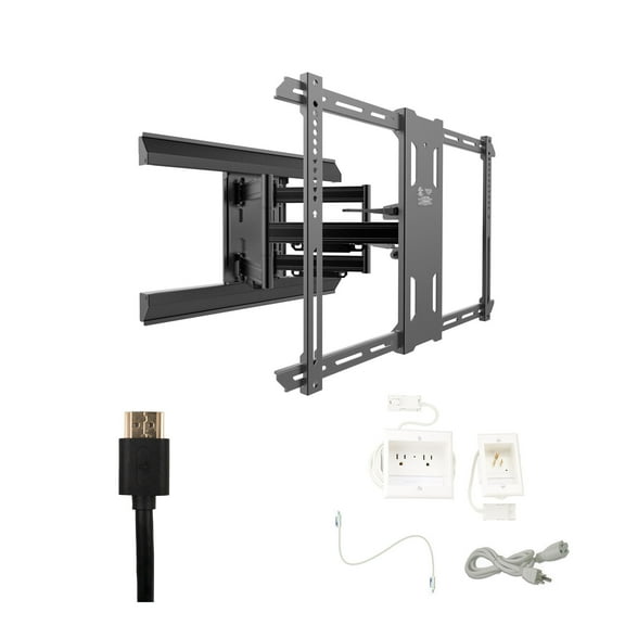 Kanto PMX660 Tv Mounting package W/ DUAL outlet thru wall power kit And HDMI Cable
