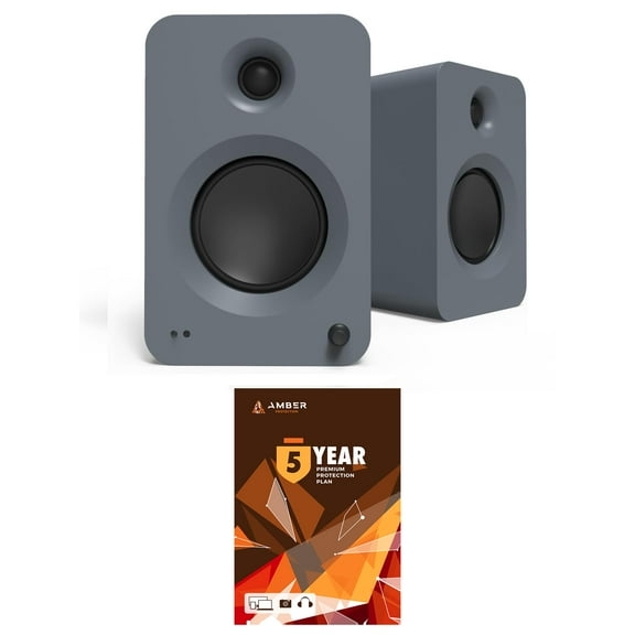 Kanto REN GREY Bluetooth Powered Bookshelf Speakers - Matte Grey Pair with 5 Year Amber Protection Plan (2024)