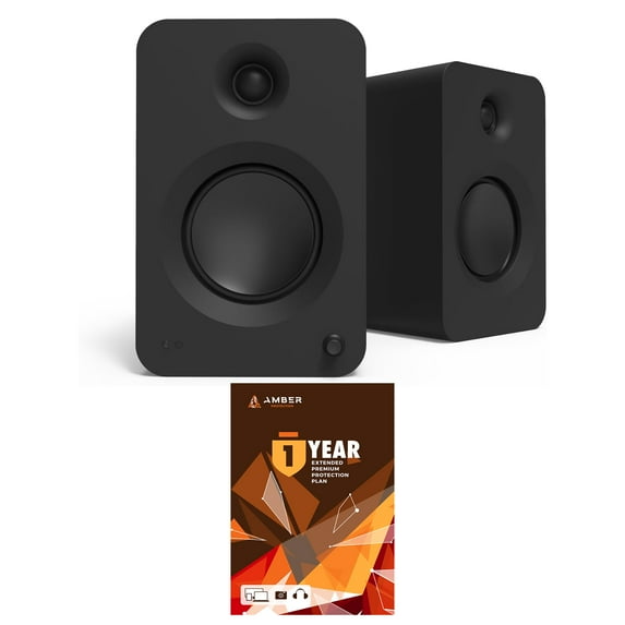 Kanto REN MB Bluetooth Powered Bookshelf Speakers - Matte Black Pair with 1 Year Amber Protection Extension Plan (2024)