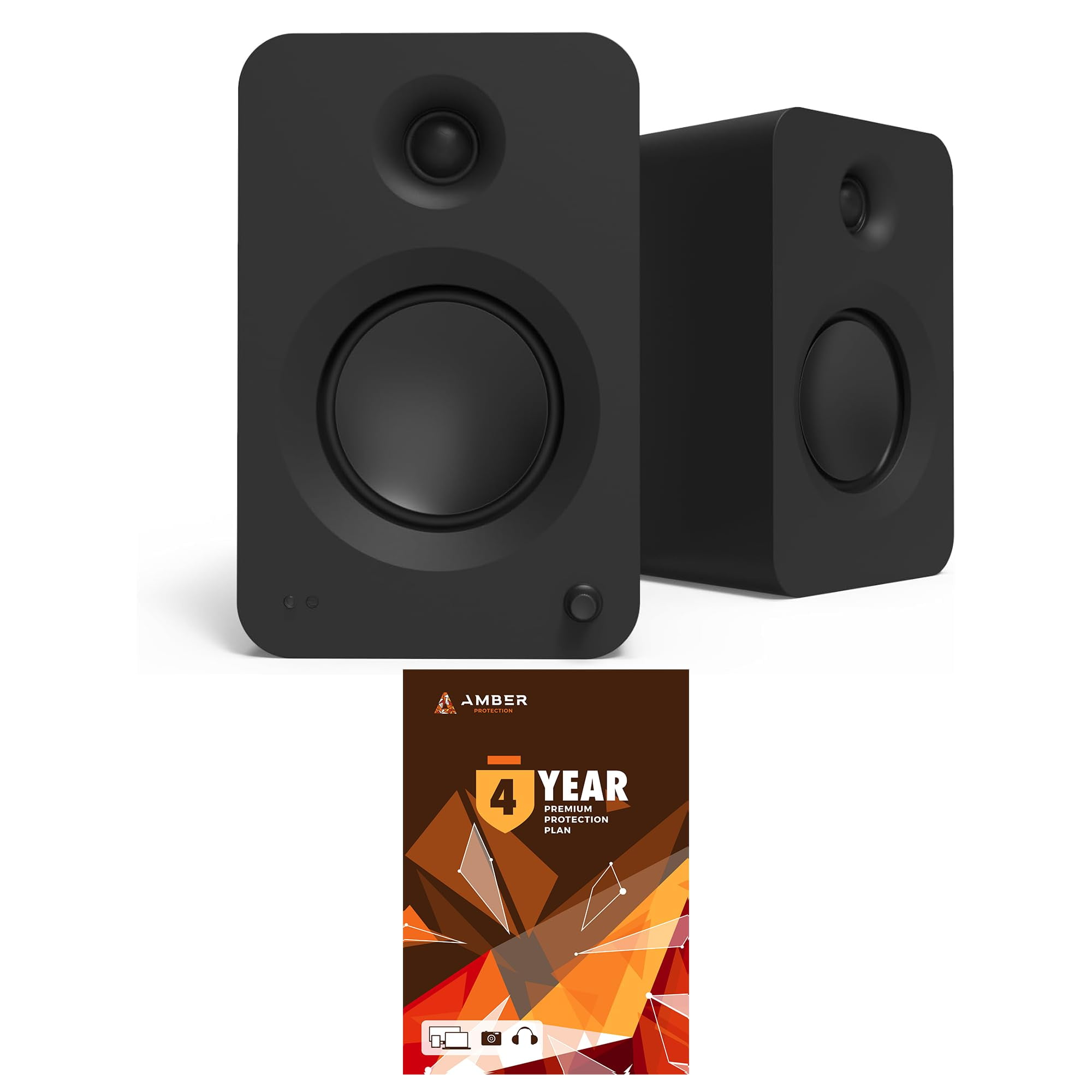 Kanto REN MB Bluetooth Powered Bookshelf Speakers - Matte Black Pair with 4 Year Amber Protection Plan (2024)
