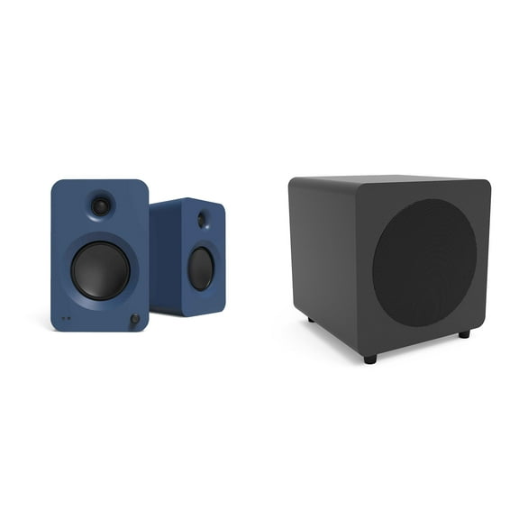 Kanto Ren Powered Speaker System (matte blue) + Kanto SUB8 Powered 8in Subwoofer(black)