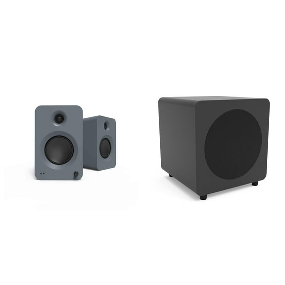 Kanto Ren Powered Speaker System (matte grey) and SUB8 Powered 8in Subwoofer (black)
