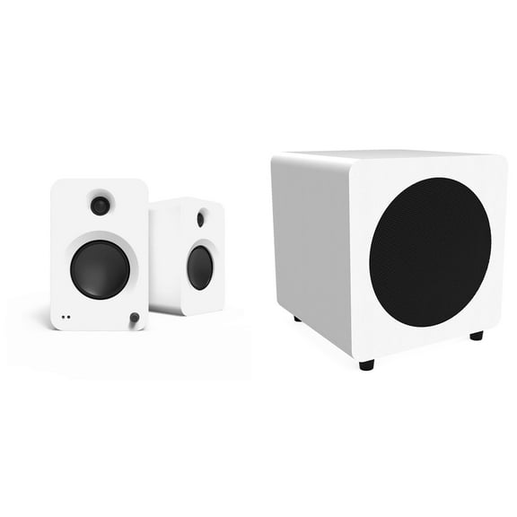 Kanto Ren Powered Speaker System (white) + Kanto SUB8 Powered 8in Subwoofer(white)