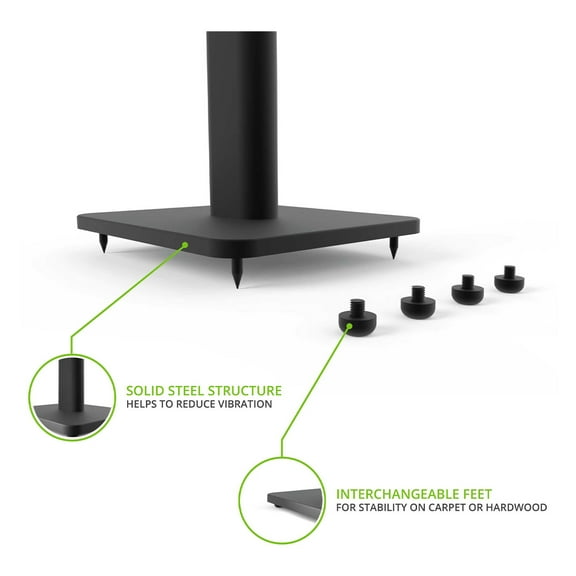 Kanto SP26PL 26" Bookshelf Speaker Stands with Rotating Top Plates and Cable Management  Pair (Black)