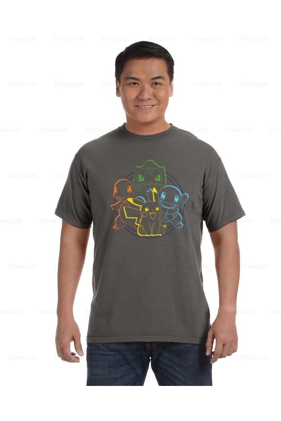 Kanto Starters Comfort Color T-Shirt Pikachu Charmander Bulbasaur Style, Unisex, up to size 4XL