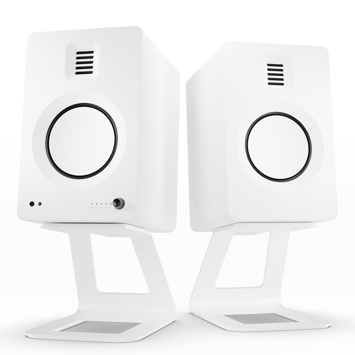 Kanto TUK Premium Powered Speakers with SE6 Elevated Desktop Speaker Stands (White)