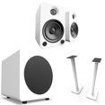 thumbnail image 1 of Kanto YU4MW YU4 White Powered Speakers (Pair), SUB8 8" 250W White Powered Sub, and SP32PLW 32" Speaker Stand Pair, White, 1 of 8