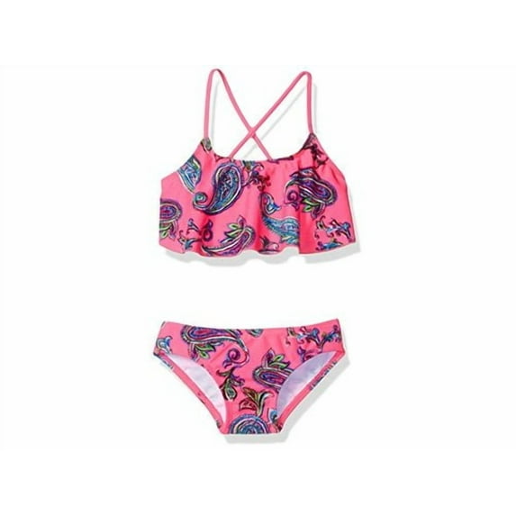Kanu Surf Big Girls' Alania Flounce Bikini Beach Sport 2 Piece, Pink, Size 10