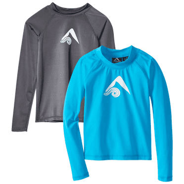 Kanu Surf Boys Swim Shirt - 2 Pack UPF 50+ Quick Dry Boys Rash Guard Long Sleeve (Sizes: 6-16)