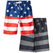 Kanu Surf Boys' Swim Trunks - 2 Pack Quick Dry Board Shorts Bathing Suit (8-16)