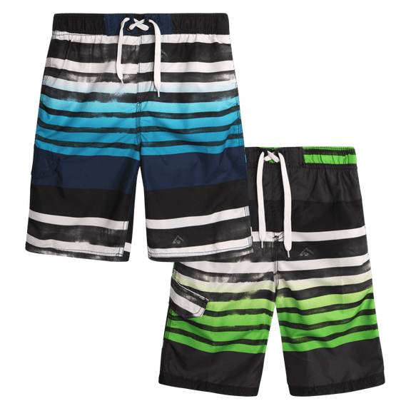 Kanu Surf Boys' Swim Trunks - 2 Pack Quick Dry Board Shorts Bathing Suit (8-16)