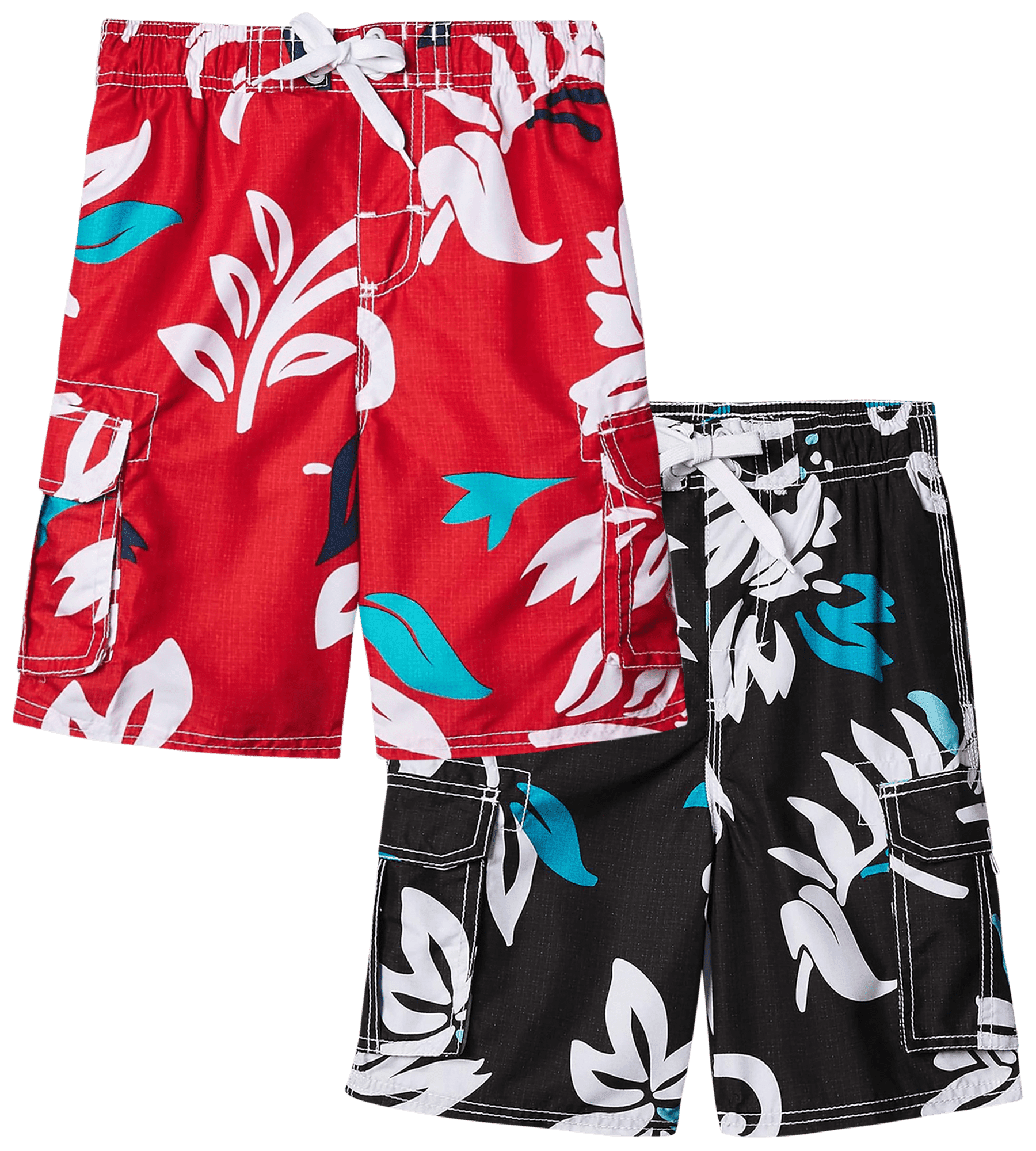 Kanu Surf Boys' Swim Trunks, 2 Pack Quick-Dry Board Shorts, Sizes