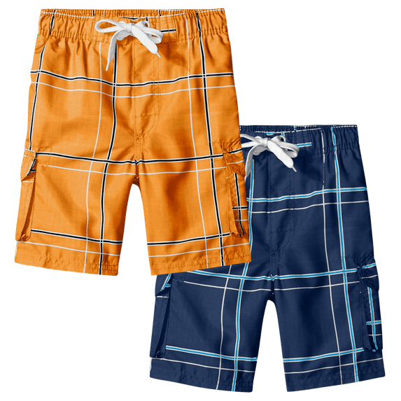 Kanu Surf Boys' Swim Trunks - 2 Pack Quick Dry Printed Board Shorts Bathing Suit (8-16)