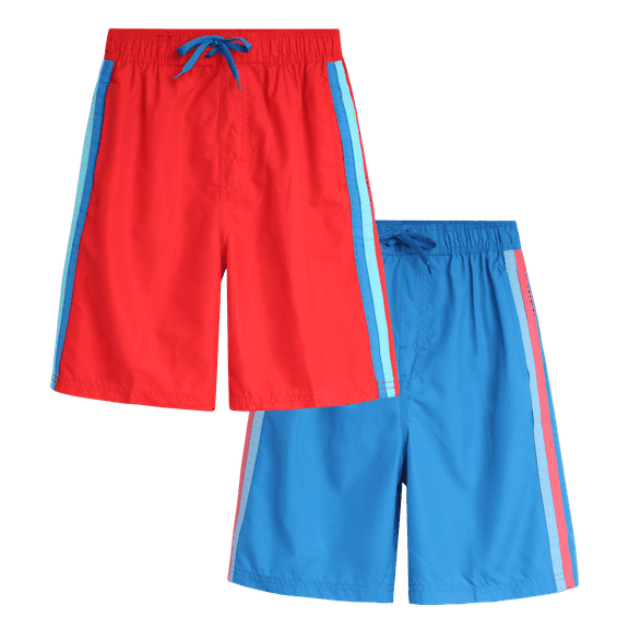 Kanu Surf Boys' Swim Trunks - 2 Pack Quick Dry Printed Board Shorts Bathing Suit (8-16)
