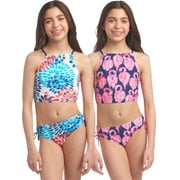 Kanu Surf Girls Swimsuits - 4 Piece UPF 50+ Quick Dry Girls Tankini and Bikini Bathing Suits (6-16)