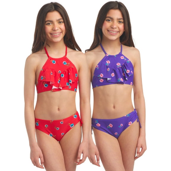 Kanu Surf Girls' Bathing Suit - 4 Piece UPF 50 Quick Dry Bikini Swimsuit (5-16)