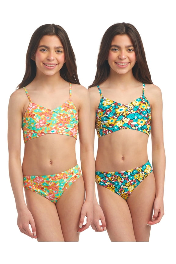 Girls' Bathing Suit - 4 Piece UPF 50+ Quick Dry Bikini Swimsuit (5-16)