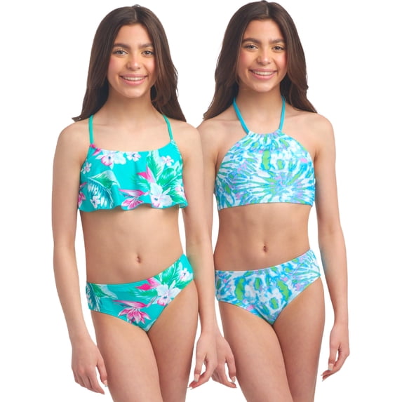 Kanu Surf Girls' Bathing Suit - 4 Piece UPF 50+ Quick Dry Bikini Swimsuit (5-16)