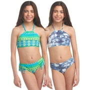 Kanu Surf Girls Swimsuits - 4 Piece UPF 50+ Quick Dry Girls Tankini and Bikini Bathing Suits (6-16)