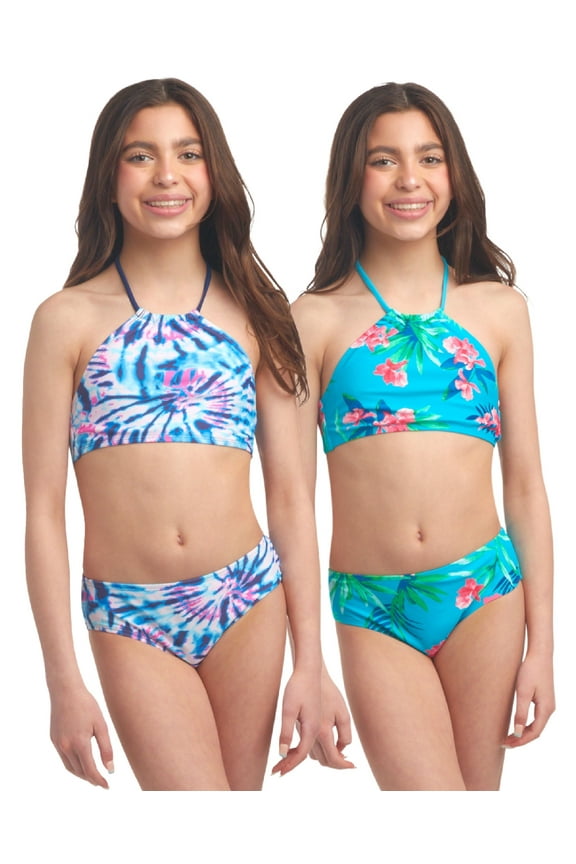 Girls Swimsuits - 4 Piece UPF 50+ Quick Dry Girls Tankini and Bikini Bathing Suits (6-16)