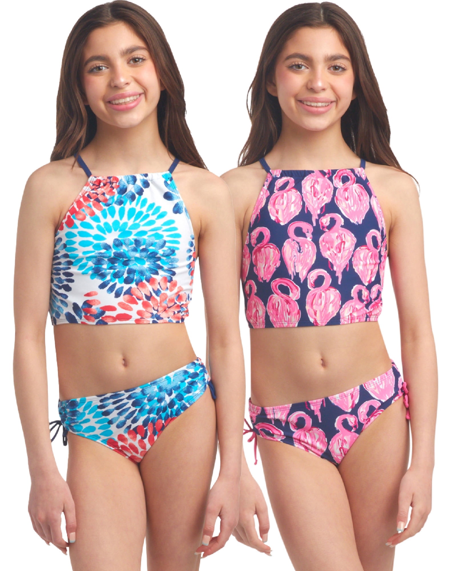 Set Due Pezzi Rashguard Maniche Lunghe Kanu Surf Per Bambine - Protezione UPF 50+, Kiana Blue, Taglia 4