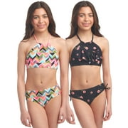 Kanu Surf Girls Swimsuits - 4 Piece UPF 50+ Quick Dry Girls Tankini and Bikini Bathing Suits (6-16)