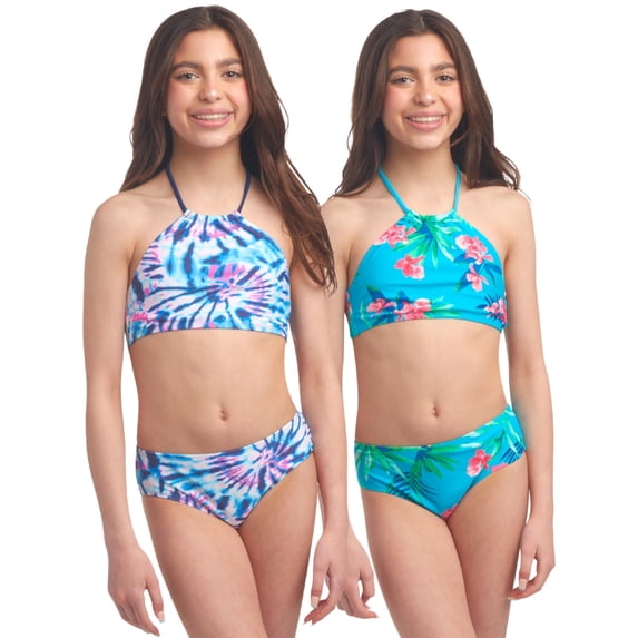 Kanu Surf Girls Swimsuits UPF 50+ Quick Dry Girls Tankini Top and Bikini Bathing Suits 4 Piece Set