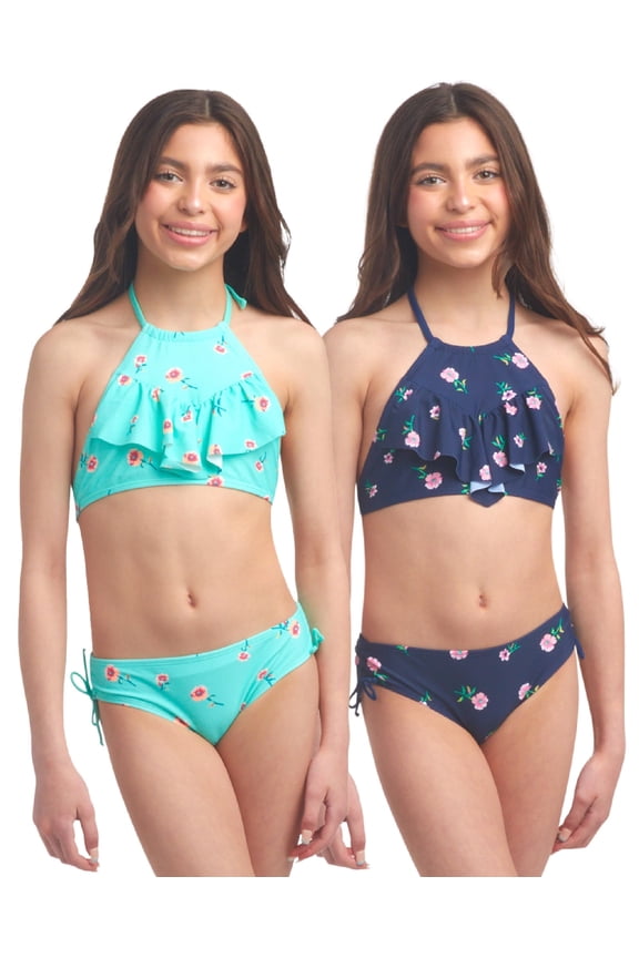 Girls Swimsuits UPF 50+ Quick Dry Girls Tankini Top and Bikini Bathing Suits 4 Piece Set