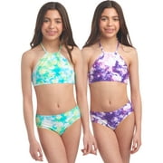 Kanu Surf Girls Swimsuits - 4 Piece UPF 50+ Quick Dry Girls Tankini and Bikini Bathing Suits (6-16)