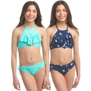 Kanu Surf Girls Swimsuits - 4 Piece UPF 50+ Quick Dry Girls Tankini and Bikini Bathing Suits (6-16)