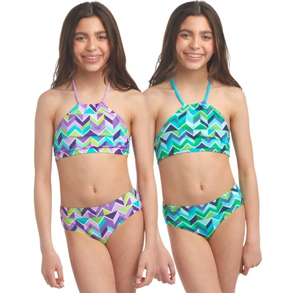 Kanu Surf Girls Swimsuits - 4 Piece UPF 50+ Quick Dry Girls Tankini and Bikini Bathing Suits (6-16)