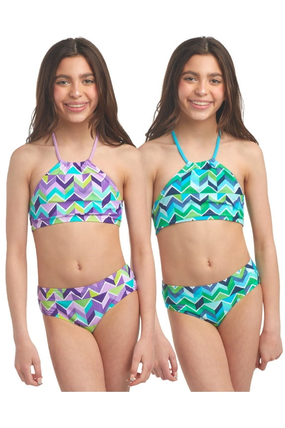 Girls Swimsuits - 4 Piece UPF 50+ Quick Dry Girls Tankini and Bikini Bathing Suits (6-16)
