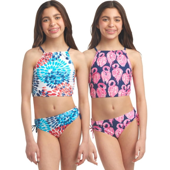 Kanu Surf Girls Swimsuits UPF 50+ Quick Dry Girls Tankini Top and Bikini Bathing Suits 4 Piece Set