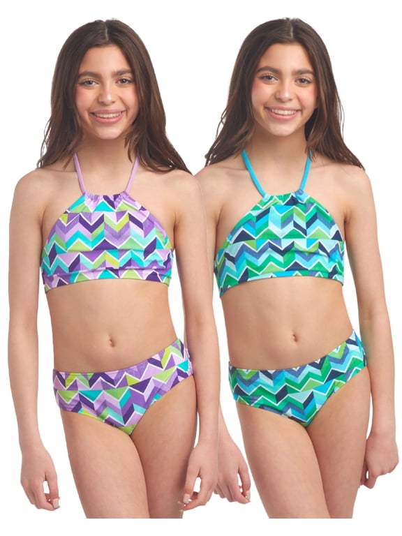 Girls Swimsuits UPF 50+ Quick Dry Girls Tankini Top and Bikini Bathing Suits 4 Piece Set