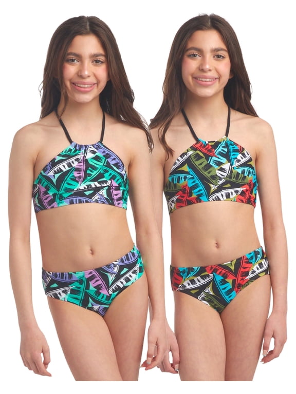 Girls Swimsuits UPF 50+ Quick Dry Girls Tankini Top and Bikini Bathing Suits 4 Piece Set