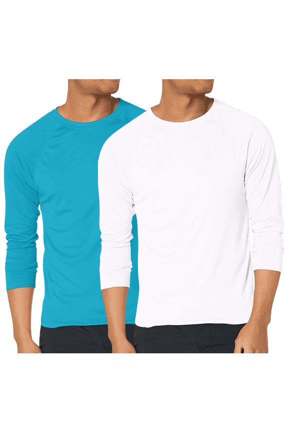 Mens Rash Guard - 2 Pack UPF 50+ Quick Dry Long Sleeve Swim Shirts for Men (S-XXL)