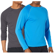Kanu Surf Mens Rash Guard - 2 Pack UPF 50+ Quick Dry Long Sleeve Swim Shirts for Men S-XXL