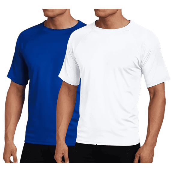 Kanu Surf Mens Rash Guard - 2 Pack UPF 50+ Quick Dry Short Sleeve Swim Shirts for Men (S-XXL)